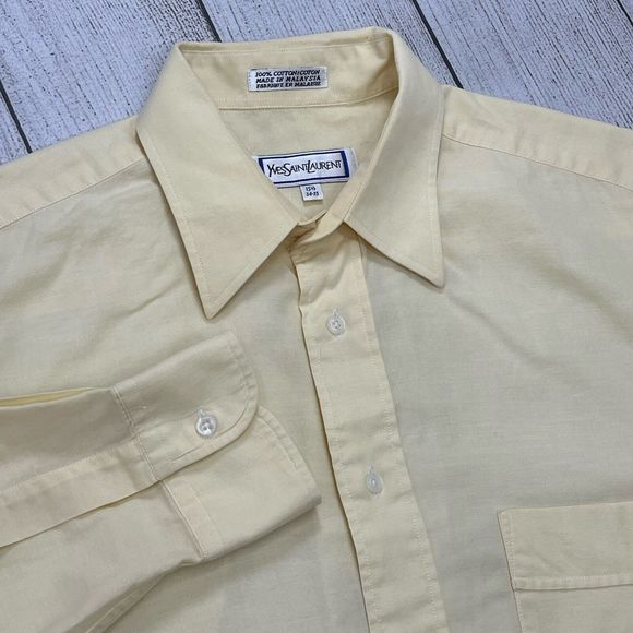 Yves Saint Laurent Other - Yves Saint Laurent Mens Light Yellow Shirt Size 15.5 34-35 Long Sleeve Button Up